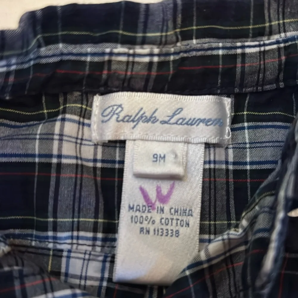 Ralph Lauren Plaid Cotton Poplin Shirt 9M Boys Ralph Lauren 9 month plaid